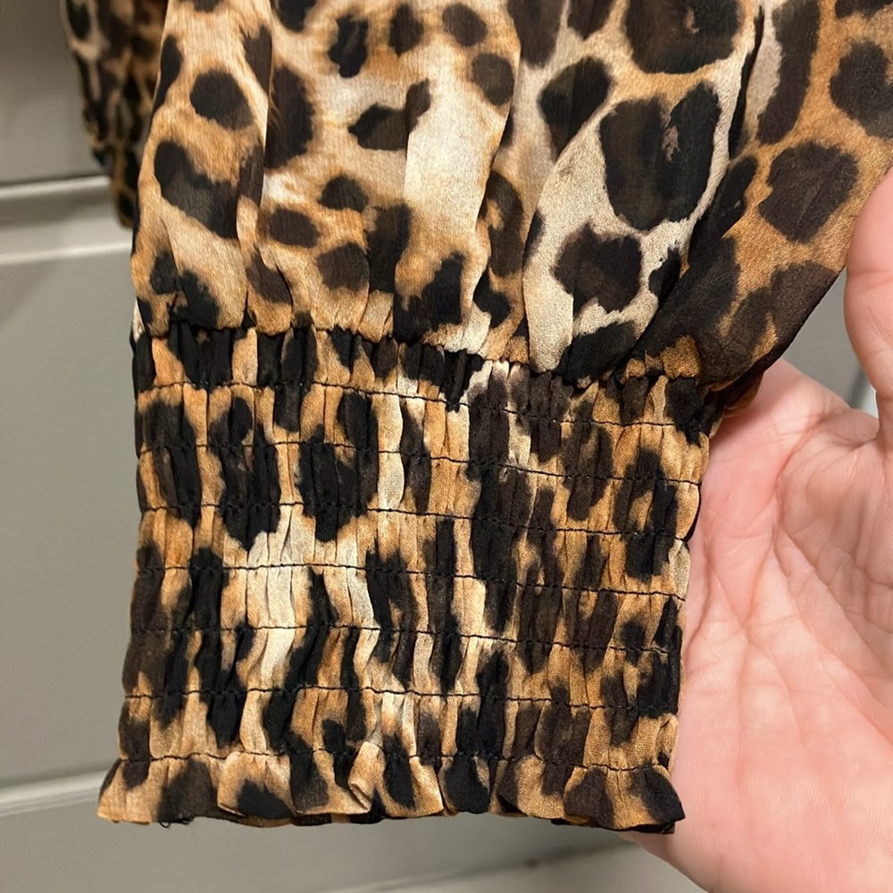 Leopard Print Blouse With Mock Turtleneck And Key… - image 3